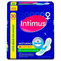 Intimus Absorvente Higiênico Noturno c/ Abas 30 un. Cobertura Seca