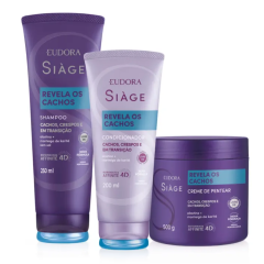 Eudora Siàge Revela Os Cachos Shampoo 250ml + Condicionador 200ml + Creme de Pentear 500g