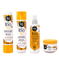 Salon Line Kit Meu Liso Muito + Liso com Spray Defrizante Protetor Térmico