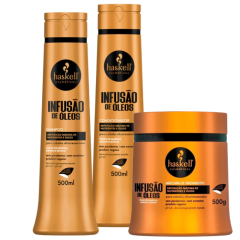 Haskell Kit Shampoo Condicionador e Mascara INFUSÃO DE ÓLEOS 500G