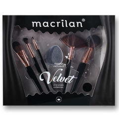 Macrilan Kit de Pincel Velvet Preto ED010A - 6 unidades 