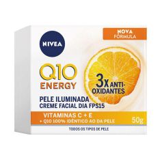 Nivea Q10 Energy Pele Iluminada Creme Facial FPS 15 50g 3x Antioxidantes