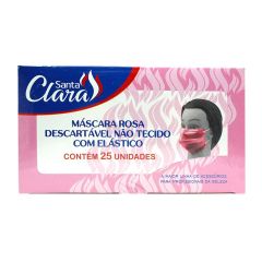 Santa Clara Máscara Descartável Não Tecido c/ Elástico 25un. Rosa